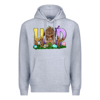 Heather Grey Hop Rabbit Easter Day Premium Hoodie - HowdyJamesFarm