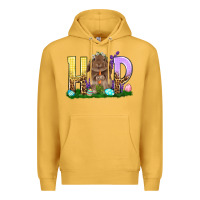 Mustard Hop Rabbit Easter Day Premium Hoodie - HowdyJamesFarm