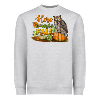 Heather Grey Here Comes Fall Owl Heavyweight Sweatshirt - LillyAllenDesigns