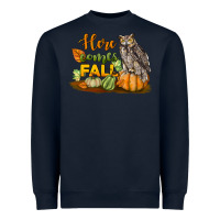 Navy Here Comes Fall Owl Heavyweight Sweatshirt - LillyAllenDesigns