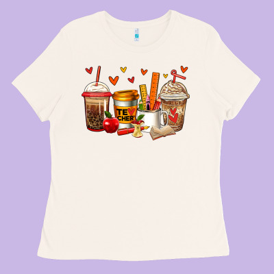 Teacher Coffee Cups Ladies Tee Designed By Jasminsmagicworld