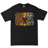 Black saddle sunflower horseshoe cowhide leopard background Premium Tee - Artiststas