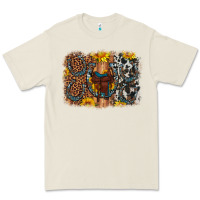 Bone saddle sunflower horseshoe cowhide leopard background Premium Tee - Artiststas