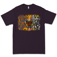 Plum saddle sunflower horseshoe cowhide leopard background Premium Tee - Artiststas