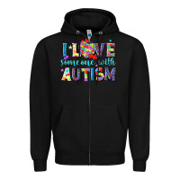 Black I love someone with Autism Zipper Hoodie - NancyCooperArtShop