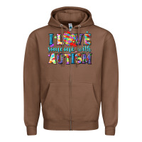 Chestnut I love someone with Autism Zipper Hoodie - NancyCooperArtShop