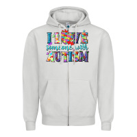 Dove Grey I love someone with Autism Zipper Hoodie - NancyCooperArtShop