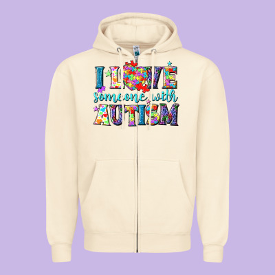 I Love Someone With Autism Zipper Hoodie Designed By Nancycooperartshop