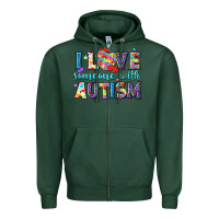 Sports Green I love someone with Autism Zipper Hoodie - NancyCooperArtShop