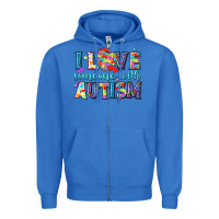 True Royal I love someone with Autism Zipper Hoodie - NancyCooperArtShop