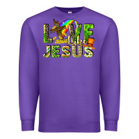 Purple Love like Jesus Premium Sweatshirt - CowGirlArtShop