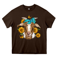 Chocolate Brown sunflower bandana goat Heavy Core Tee - Jasminsmagicworld