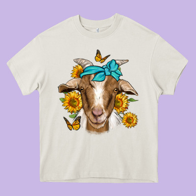 Sunflower Bandana Goat Heavy Core Tee Designed By Jasminsmagicworld