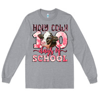 Heather Grey holy cow 100 days of school Long Sleeve Tee - LillyAllenDesigns