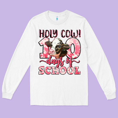 Holy Cow 100 Days Of School Long Sleeve Tee Designed By Lillyallendesigns