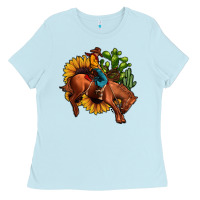 Baby Blue rodeo cowboy sunflower cactus Ladies Tee - JahusDesignShop