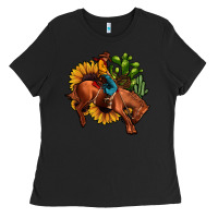 Black rodeo cowboy sunflower cactus Ladies Tee - JahusDesignShop