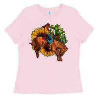 Bubblegum Pink rodeo cowboy sunflower cactus Ladies Tee - JahusDesignShop