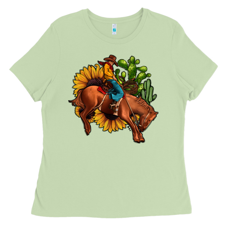 Rodeo Cowboy Sunflower Cactus Ladies Tee by JahusDesignShop | Teevron
