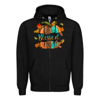 Black Blessed pumpkin Zipper Hoodie - NancyCooperArtShop