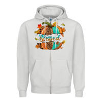 Dove Grey Blessed pumpkin Zipper Hoodie - NancyCooperArtShop