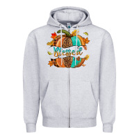 Heather Grey Blessed pumpkin Zipper Hoodie - NancyCooperArtShop