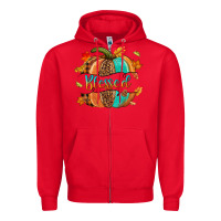 Red Blessed pumpkin Zipper Hoodie - NancyCooperArtShop