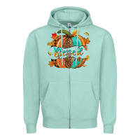 Seafoam Blessed pumpkin Zipper Hoodie - NancyCooperArtShop