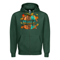 Sports Green Blessed pumpkin Zipper Hoodie - NancyCooperArtShop