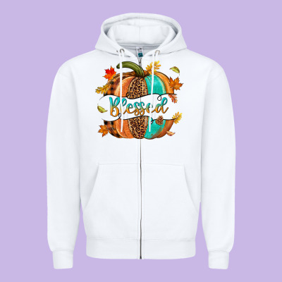 Blessed Pumpkin Zipper Hoodie Designed By Nancycooperartshop