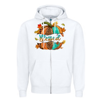 White Blessed pumpkin Zipper Hoodie - NancyCooperArtShop