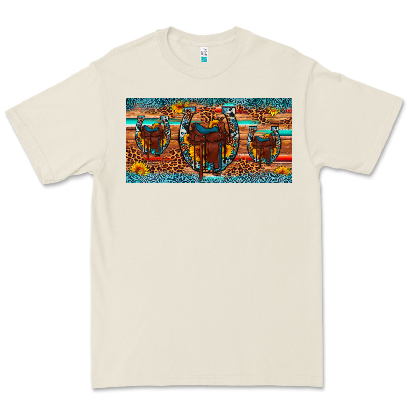Saddle Horseshoe  Sunflower Leopard License Plate Premium Tee by Artiststas | Teevron