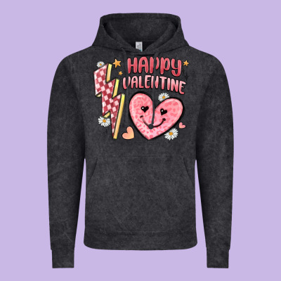 Happy Valentine Heart Vintage Hoodie Designed By Maliassmallbusiness