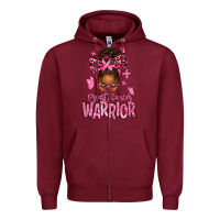 Burgundy brest cancer warrior afro messy bun Zipper Hoodie - texasbilliewilder