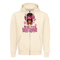 Sandshell brest cancer warrior afro messy bun Zipper Hoodie - texasbilliewilder