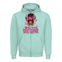 Seafoam brest cancer warrior afro messy bun Zipper Hoodie - texasbilliewilder