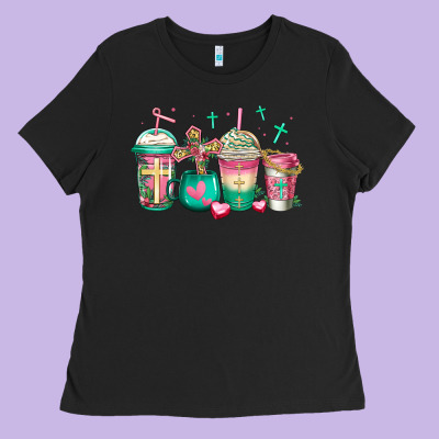 Religious Christian Coffee Cups Ladies Tee Designed By Jasminsmagicworld