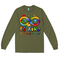 Army Green be kind autism awareness infinity symbol Long Sleeve Tee - LillyAllenDesigns