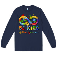 Navy be kind autism awareness infinity symbol Long Sleeve Tee - LillyAllenDesigns