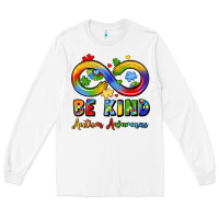 White be kind autism awareness infinity symbol Long Sleeve Tee - LillyAllenDesigns