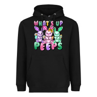 Black What's up peeps Easter bunnies Easter Day Heavyweight Hoodie - CowGirlArtShop