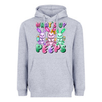 Heather Grey What's up peeps Easter bunnies Easter Day Heavyweight Hoodie - CowGirlArtShop