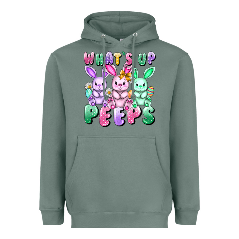 What's Up Peeps Easter Bunnies Easter Day Heavyweight Hoodie by CowGirlArtShop | Teevron