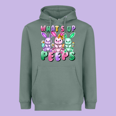 What's Up Peeps Easter Bunnies Easter Day Heavyweight Hoodie Designed By Cowgirlartshop
