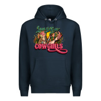 Navy Long life Cowgirls Premium Hoodie - HowdyJamesFarm