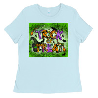 Baby Blue trick or treat tumbler Ladies Tee - BundleAndBundleShop