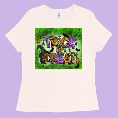 Trick Or Treat Tumbler Ladies Tee Designed By Bundleandbundleshop