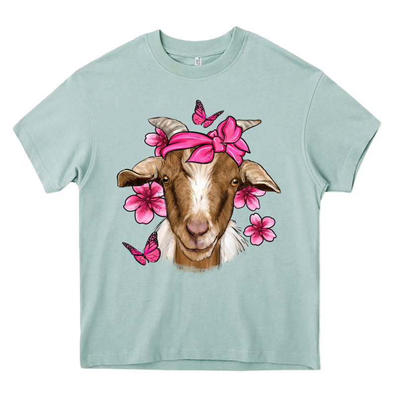 Pink Floral Bandana Goat Heavy Core Tee by Jasminsmagicworld | Teevron
