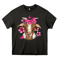 Asphalt pink floral bandana goat Heavy Core Tee - Jasminsmagicworld
