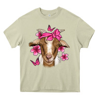 Mossy pink floral bandana goat Heavy Core Tee - Jasminsmagicworld